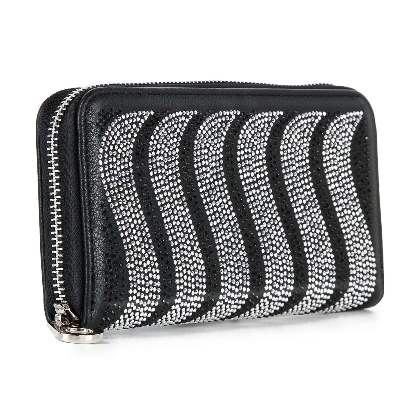 Handbag Express - Rhinestone Wavy Bling Accordion Wallet: Blue Handbag Express