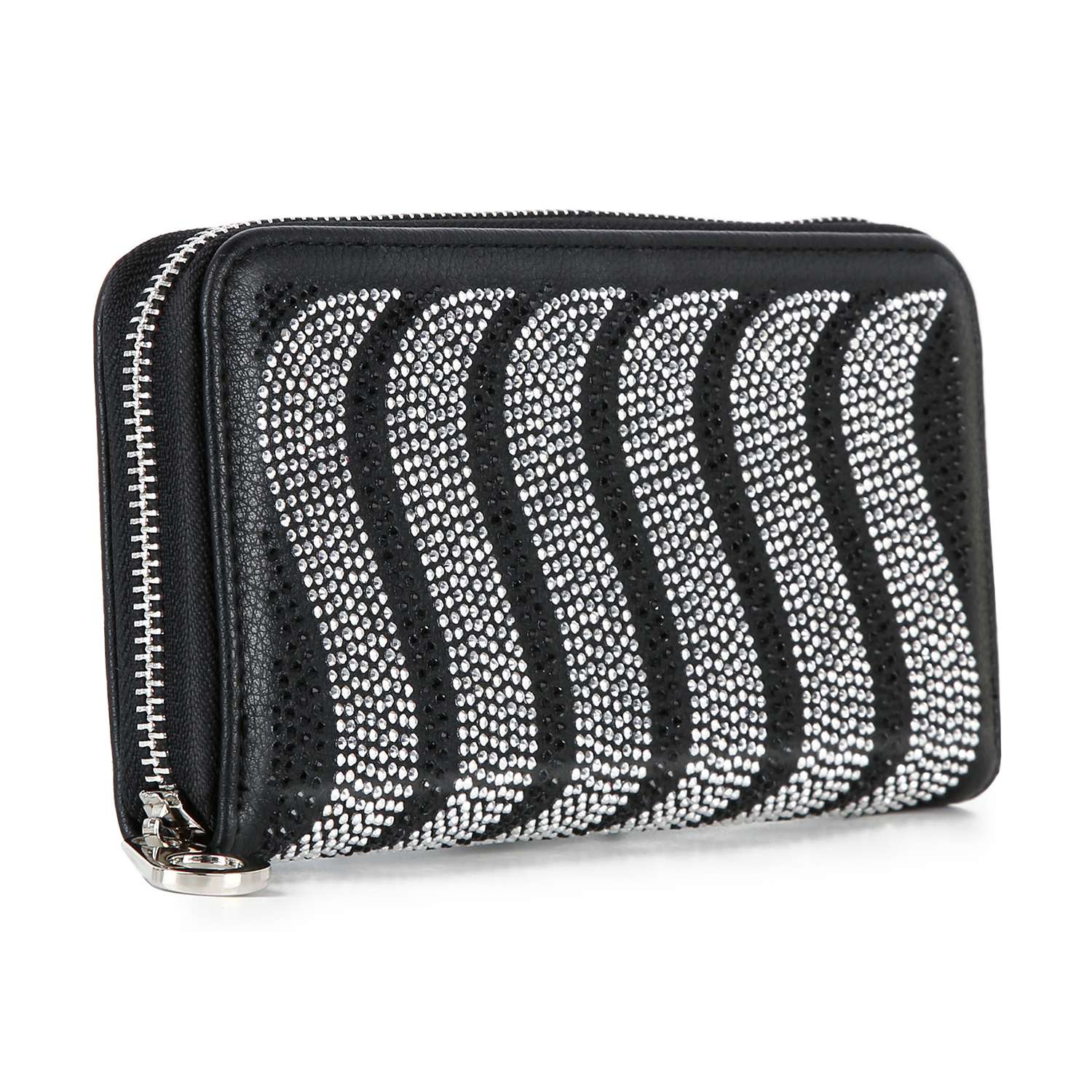 Handbag Express - Rhinestone Wavy Bling Accordion Wallet: Blue Handbag Express