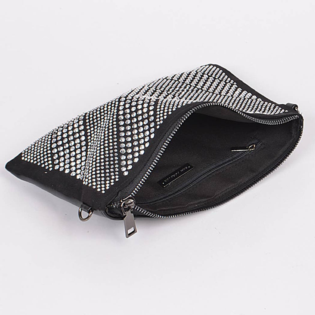 Round-Studded Decorated Clutch: Black
