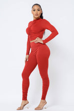 Load image into Gallery viewer, Top Ruched Legging Set: Rust
