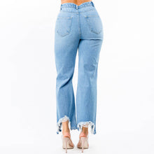 Load image into Gallery viewer, HIGH WAIST DISTRESSED WIDE LEG JEANS
