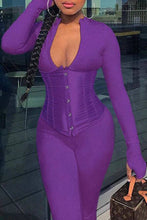 Load image into Gallery viewer, 2 PCs Set Jumpsuit With Corset PURPLE
