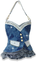 Vest Design Sparkling Hobo Handbag: Blue