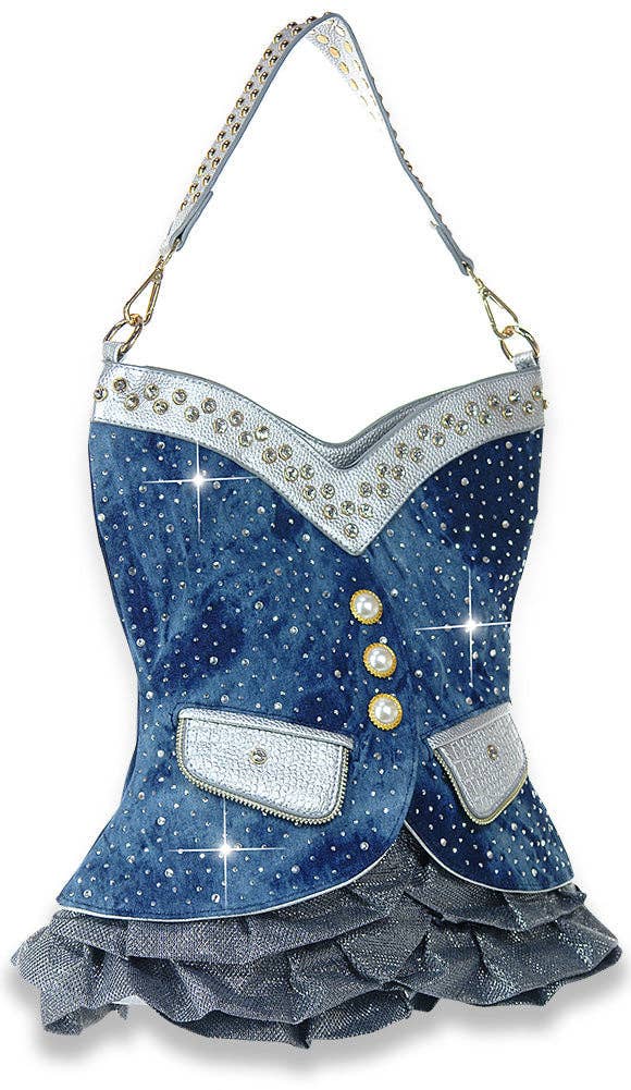 Vest Design Sparkling Hobo Handbag: Blue