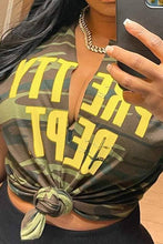 Load image into Gallery viewer, Camo plunging neck tee Bodi Language for Women
