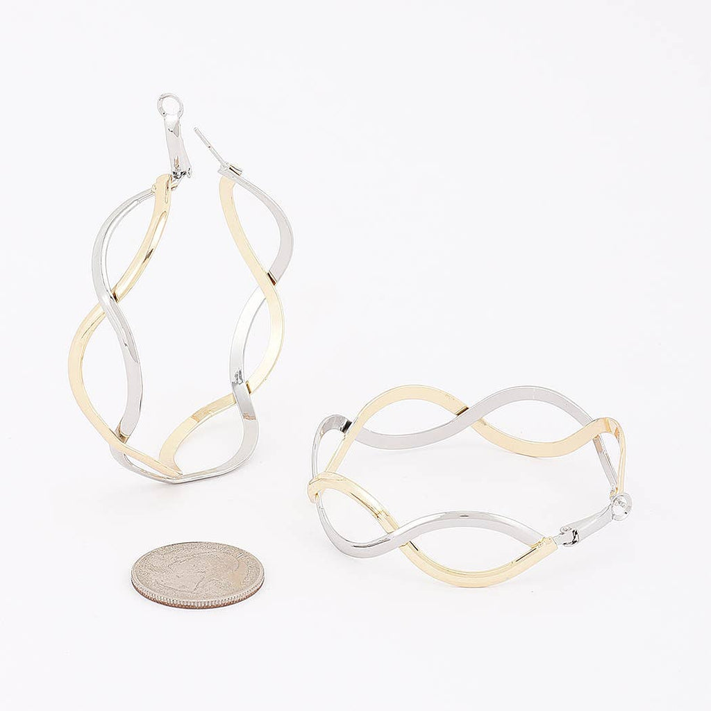 3AM BY H&D ACCESSORIES - Two-Tone Twisted Hoop Earrings: MT