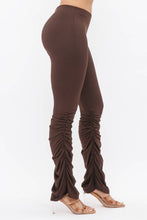 Load image into Gallery viewer, Solid Bottom Shirring Leggings: Brown Julia by LoveJ
