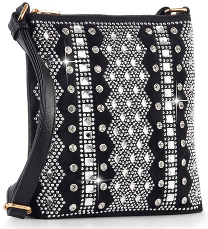Handbag Express - Dazzling Bling Pattern Crossbody Sling: Purple Handbag Express