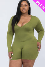 Load image into Gallery viewer, Plus Size V-neck Long Sleeve Bodycon Romper Bodi Language for Women

