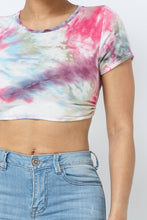 Load image into Gallery viewer, Tie Dye Open Back Tie Detail Crop Top: Pink Combo
