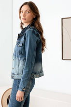 Load image into Gallery viewer, Faded Blue Front Pockets Gold Buttons Denim Jacket: Denim Wash Bodi Language for Women
