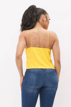 Load image into Gallery viewer, Cowl Neck Spaghetti Strap Cami Top: Yellow
