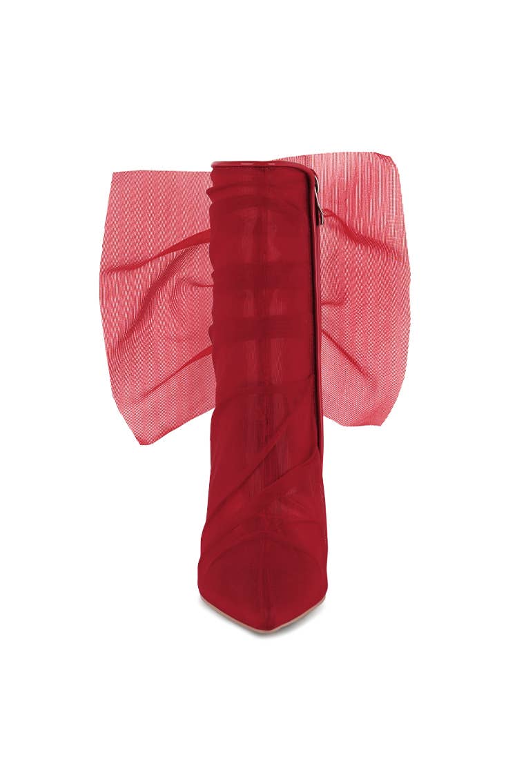 Princess Organza Wrapped Style Heeled Ankle Boots:  RED Bodi Language Boutique