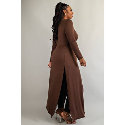 PLUS CRISS CROSS KEYHOLE CUT OUT LONG SLEEVE MAXI TOP: Royal