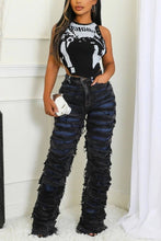 Load image into Gallery viewer, Blue And Black Double Layer Jeans Bodi Language for Women
