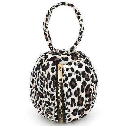 - Rhinestone Studded Quilted Puffer Round Ball Bag With Top-BR