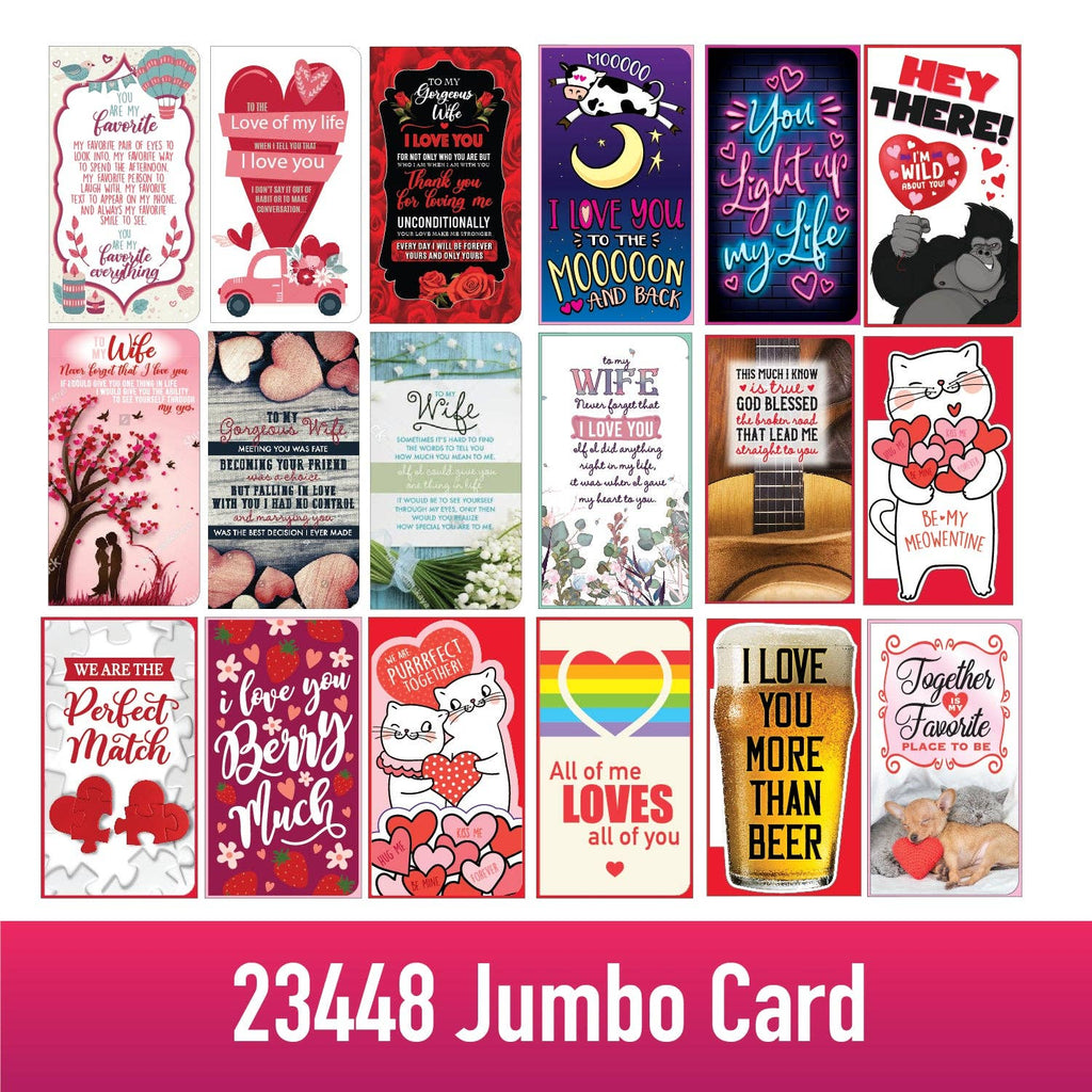 Novelty Closeout - Love Theme Jumbo Greeting Card Assortment- 18/Pack