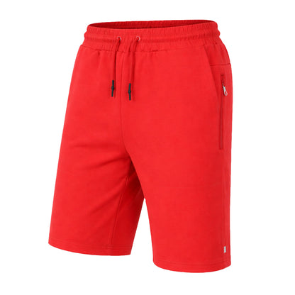 Fleece Jogger Shorts W Zip Pocket-Red