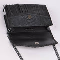 Animal Print Tassel Clutch: Grey