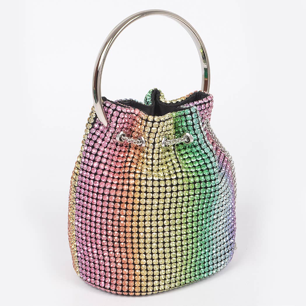 Oversized Rhinestone Clutch: Multicolor