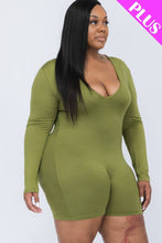 Load image into Gallery viewer, Plus Size V-neck Long Sleeve Bodycon Romper Bodi Language for Women
