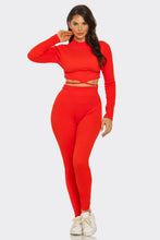 Load image into Gallery viewer, Plus Top And Legging Set: Red Orange
