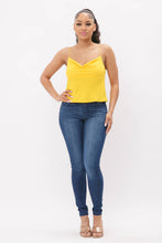Load image into Gallery viewer, Cowl Neck Spaghetti Strap Cami Top: Yellow
