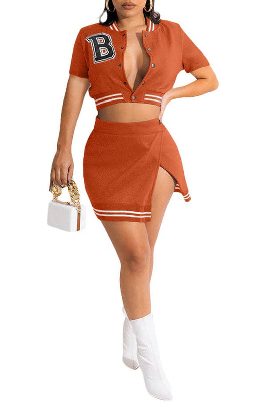 BASEBALL SKIRT SET-RUST