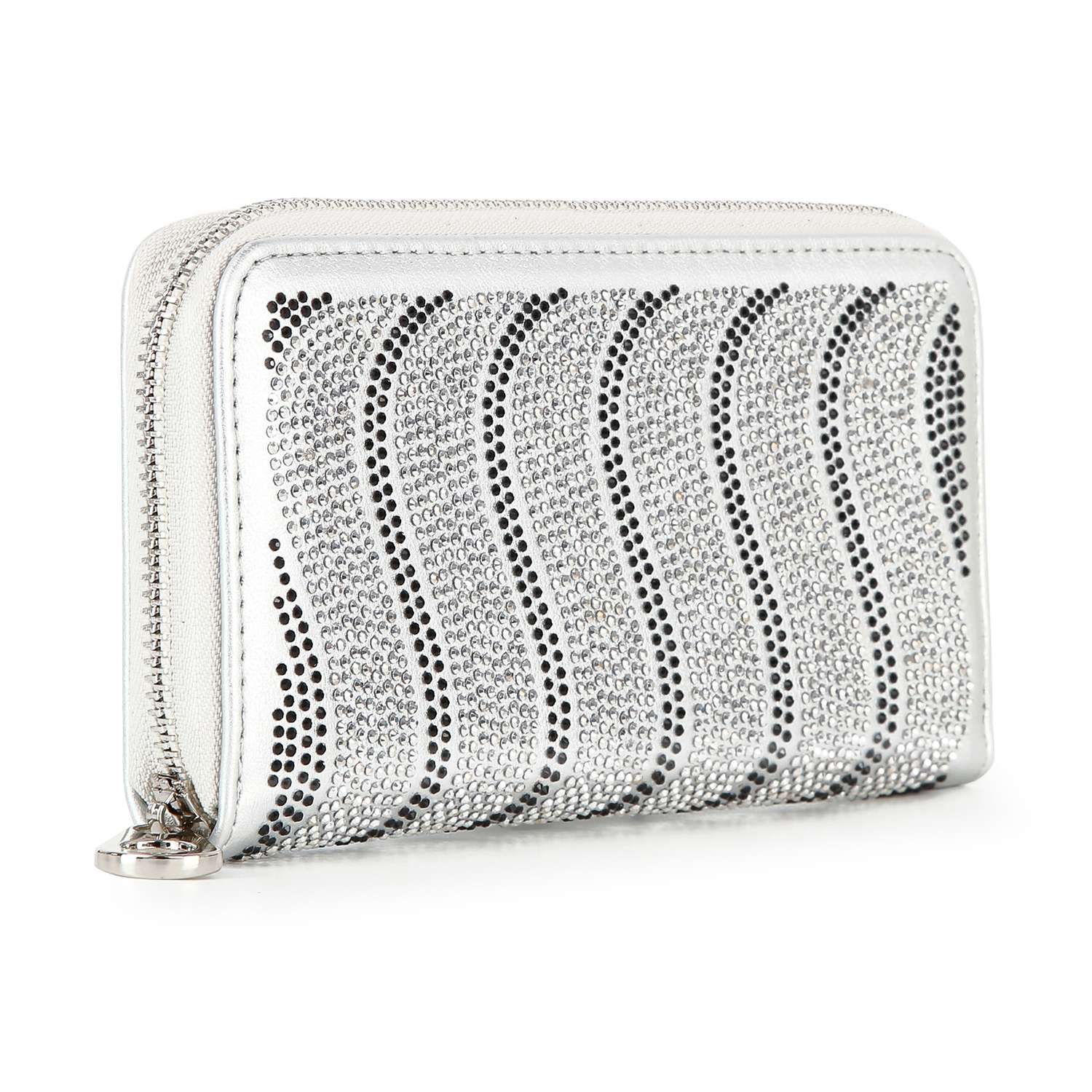 Handbag Express - Rhinestone Wavy Bling Accordion Wallet: Blue Handbag Express