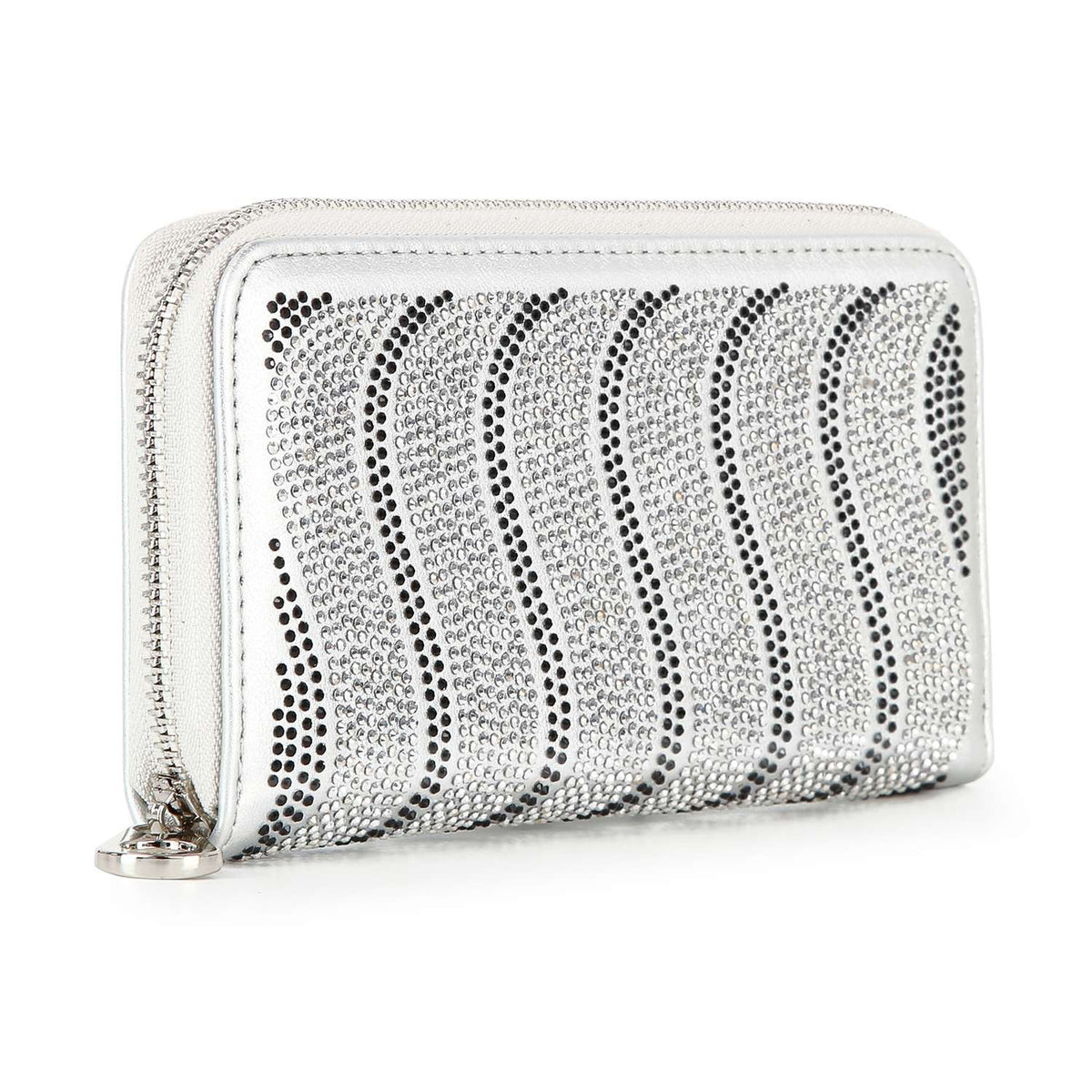 Handbag Express - Rhinestone Wavy Bling Accordion Wallet: Blue Handbag Express