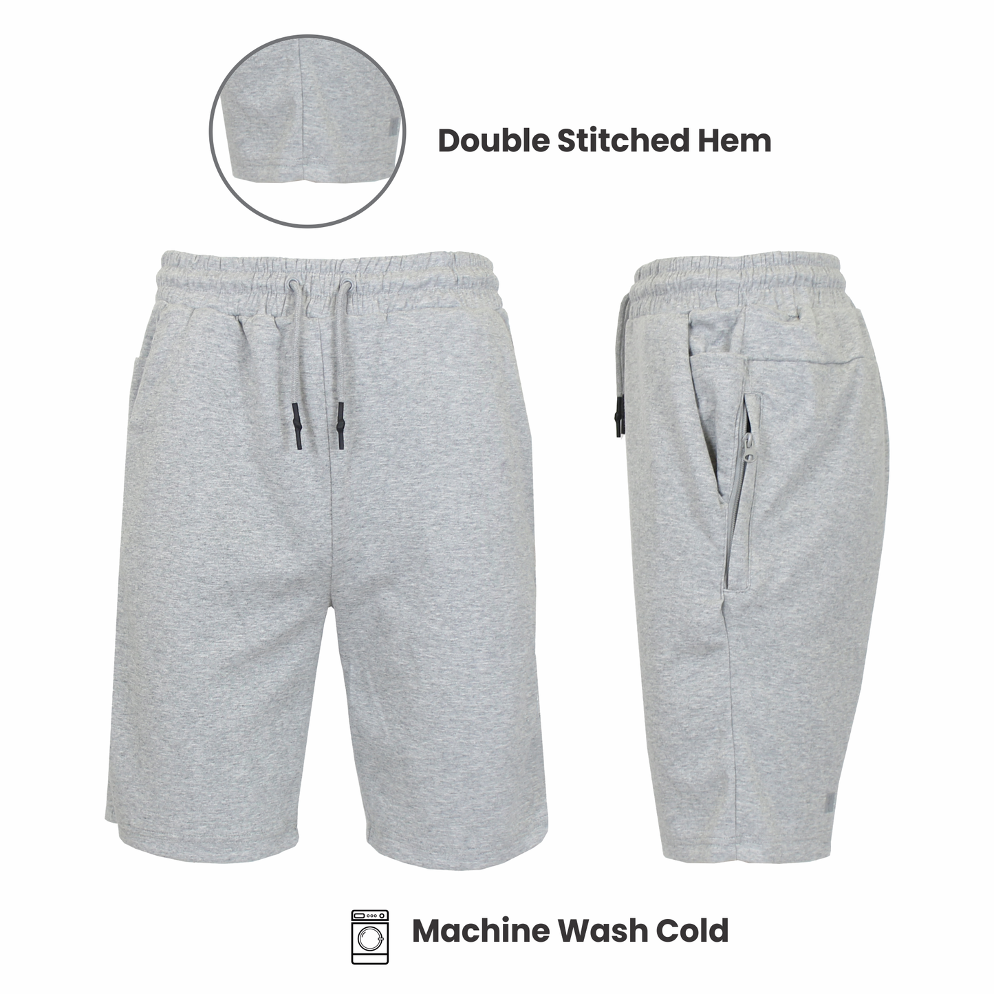 Fleece Jogger Shorts W Zip Pocket-Red