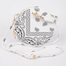 Load image into Gallery viewer, Bandana Round Bag W/wrist Strap: White
