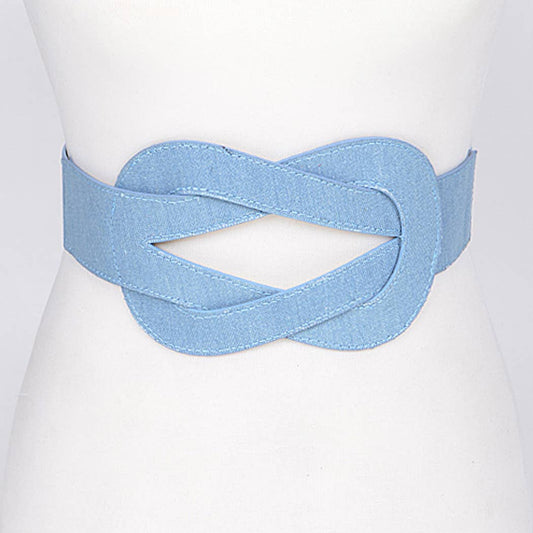 Knot Design Denim Belt: Light Blue