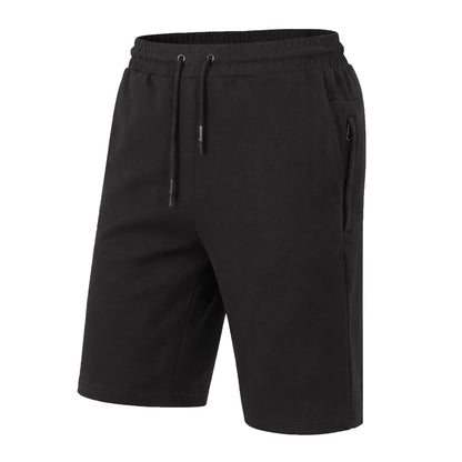 Fleece Jogger Shorts W Zip Pocket-Red