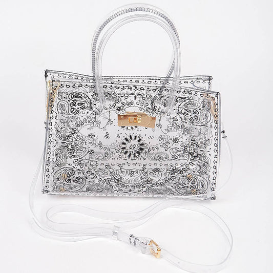 Bandana Print Transparent Bag: Clear