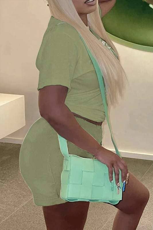 EH Graphic t shirt and shorts set: GREEN