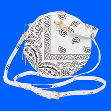 Load image into Gallery viewer, Bandana Round Bag W/wrist Strap: White
