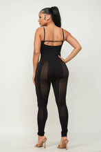 Load image into Gallery viewer, Black Seamless Back Spaghetti Strap Distressed Jumpsuit - Bodi Language for Women
