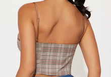 Load image into Gallery viewer, Plaid Corset Top- Brown
