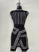 Load image into Gallery viewer, Front Studs Embellished Mock Neck Mini Dress - Bodi Language for Women
