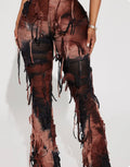 Distressed Flare Pant- Brown