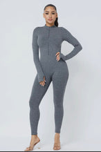 Load image into Gallery viewer, LS Mock Neck Zippered Jumpsuit- Gray Bodi Language for Women
