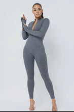 Load image into Gallery viewer, LS Mock Neck Zippered Jumpsuit- Gray Bodi Language for Women
