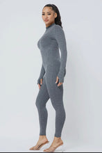 Load image into Gallery viewer, LS Mock Neck Zippered Jumpsuit- Gray Bodi Language for Women
