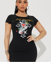 Load image into Gallery viewer, Ed Hardy Jersey Dress- Black / Plus
