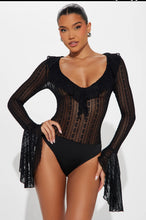 Load image into Gallery viewer, Fancy Ruffle Bodysuit-Black Bodi Language for Women
