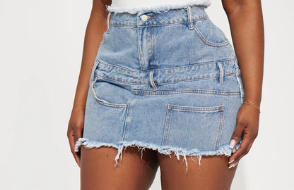 Denim Mini Skirt-Plus