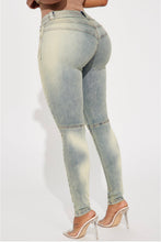 Load image into Gallery viewer, Vintage Wash Moto Skinny Jeans-True to size Bodi Language for Women
