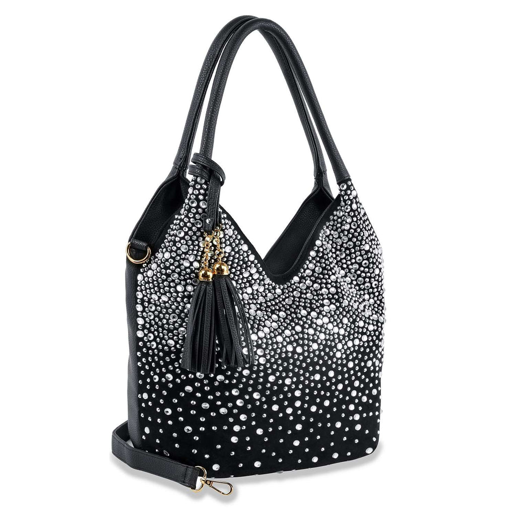 Glamorous Rhinestone Tall Shoulder Bag - Blue - Bodi Language for Women