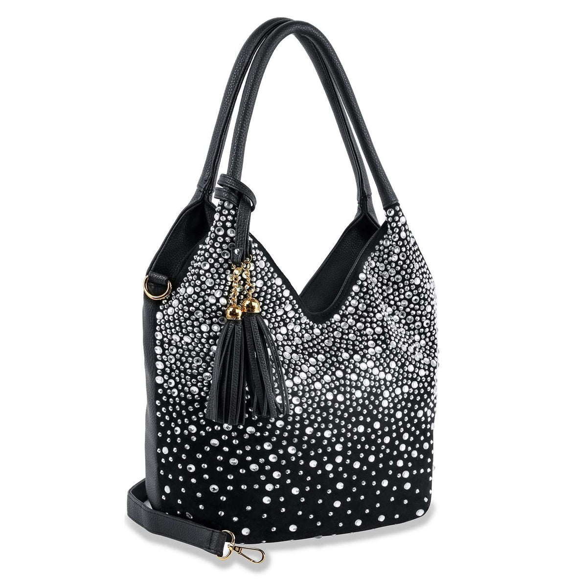 Glamorous Rhinestone Tall Shoulder Bag - Blue - Bodi Language for Women